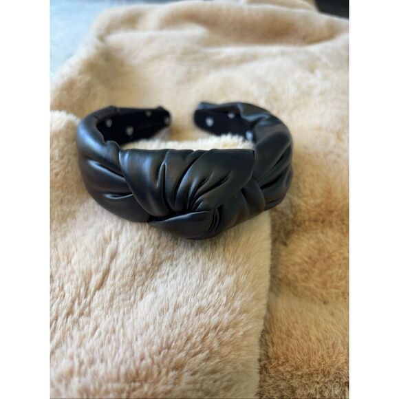 NWOT LELE SADOUGHI  BLACK FAUX LEATHER HEADBAND, $70 - Picture 3 of 6